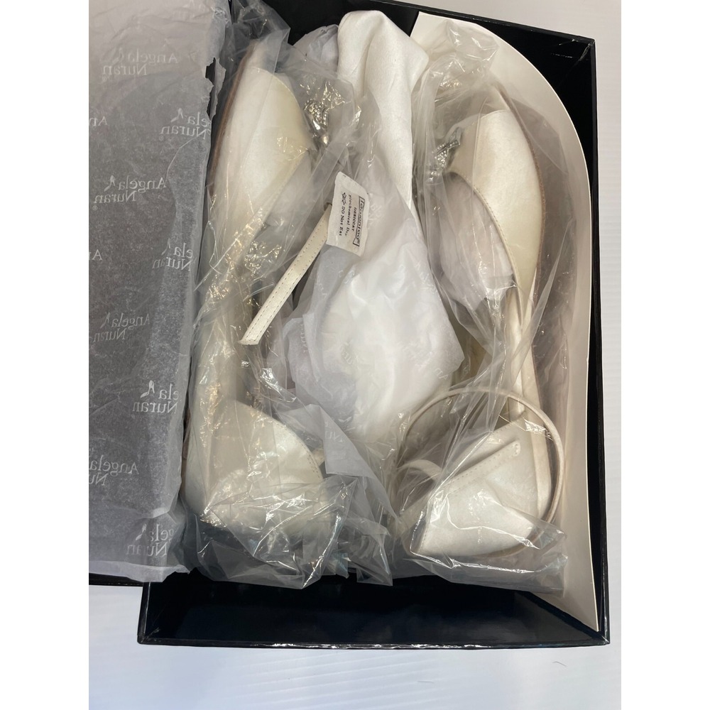 Angela Nuran Audrey Dyeable Silk Tiny Wedge Shoes White Size US 8‎ MSRP $345 NIB - Picture 9 of 10